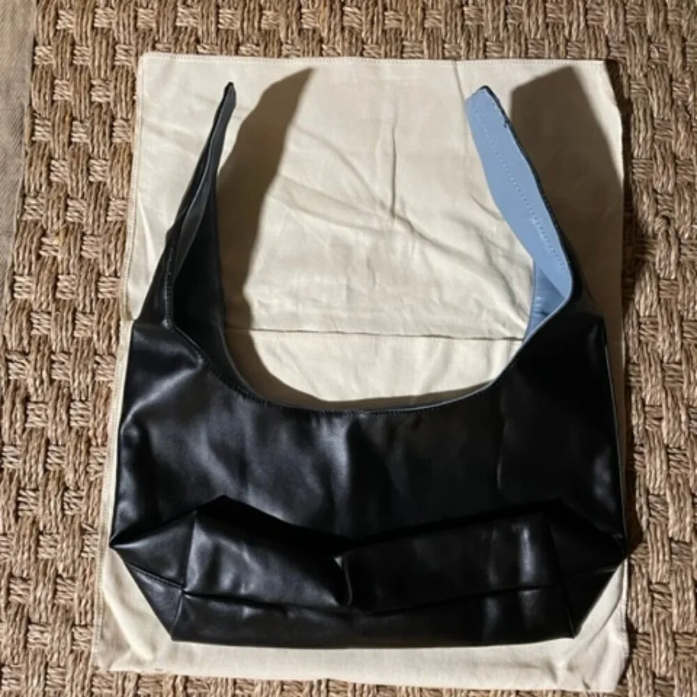 Proenza Schouler Black and Light Blue Merit Leather Clutch